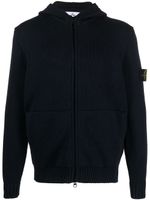 Stone Island hoodie en maille fine à fermeture zippée - Bleu