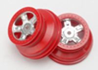 Wheels, sct satin chrome, red beadlock style, dual profile (1.8" outer, 1.4" inner) (2)