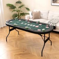 Opvouwbare Pokertafel Voor 8 Spelers Speeltafel met Bekerhouders en Gewatteerde Armsteun