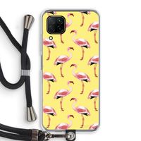 Flamingo's geel: Huawei P40 Lite Transparant Hoesje met koord