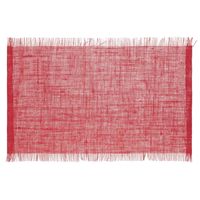 Rechthoekige placemat uni rood jute 45 x 30 cm