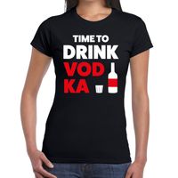 Time to drink Vodka tekst t-shirt zwart dames