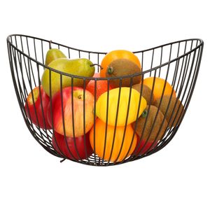 Metalen fruitmand/fruitschaal zwart rond 26 x 17 x 24 cm