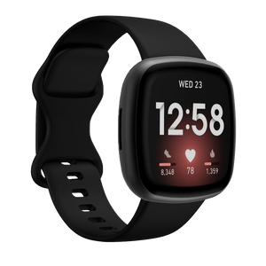 Bandje geschikt voor Fitbit Versa/Sense - Geschikt voor Fitbit Sense 1/2/ Fitbit Versa 3/4 - Maat L - Horlogebandje - Siliconen - Zwart