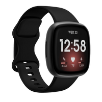 Bandje geschikt voor Fitbit Versa/Sense - Geschikt voor Fitbit Sense 1/2/ Fitbit Versa 3/4 - Maat L - Horlogebandje - Siliconen - Zwart
