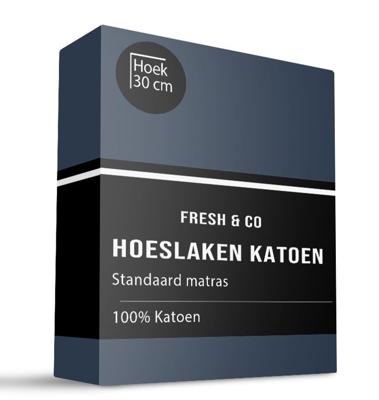 Hoeslaken - Katoen - Navy - Verkoelend - 90x200 cm - Blauw - Fresh and Co - Dekbed-Discounter.nl