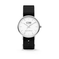 CO88 8CW-10023 Horloge staal/nylon zwart/wit 36 mm