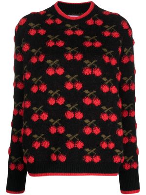 La DoubleJ pull à imprimé cerises - Noir