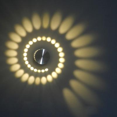 3W moderne interieur creatieve spiraal ronde wand lamp voor Club KTV gang gangpad achtergrond wanddecoratie lamp verzonken in (warm wit licht)