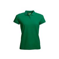 Dames basic poloshirt - grasgroen - korte mouw - getailleerd - katoen