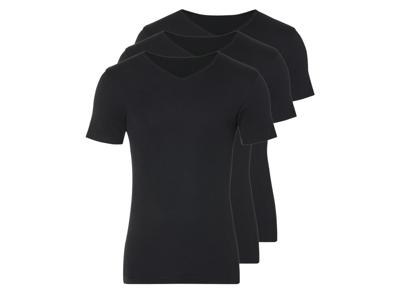 LIVERGY 3 heren T-shirts (V-hals, Zwart, S)