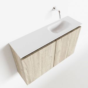 MONDIAZ TURE 80cm toiletmeubel light brown grey. EDEN wastafel talc rechts geen kraangat