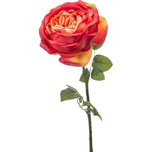 Kunstbloem roos Vicky - oranje - 66 cm - kunststof steel - decoratie bloemen   -