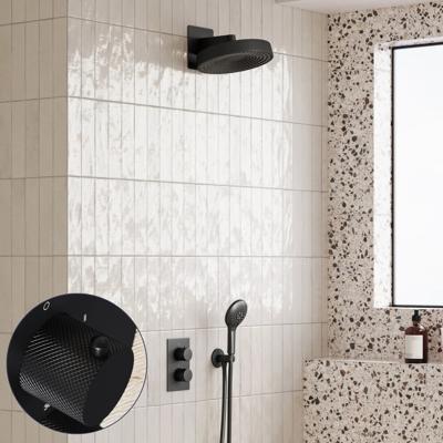 Regendouche set SaniClear Evolution Curved | 30 cm | Incl.Inbouwdeel | 2 standen handdouche | Zwart Mat