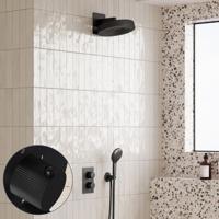 Regendouche set SaniClear Evolution Curved | 30 cm | Incl.Inbouwdeel | 2 standen handdouche | Zwart Mat