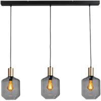 Masterlight 3-lichts hanglamp - goud -Porto met Jagger smoke glazen - 2711-05-02-100-3-11