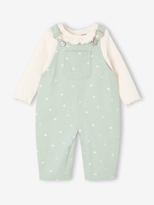 Babyset salopet T-shirt baby hartje blauwgroen