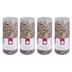 4x potjes gekleurde decoratie steentjes kiezel 475 ml