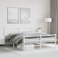Bedframe met hoofd- en voeteneindemetaal wit 150x200 cm