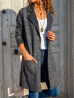 Loose Plain Shawl Collar Casual Coat