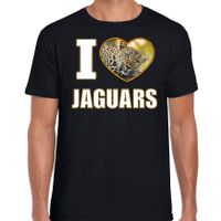 I love jaguars t-shirt met dieren foto van een luipaard zwart voor heren