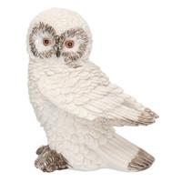Dierenbeeldje Sneeuwuil Birdy - wit - vogel - 12x13cm - polyresin