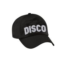 Disco verkleed pet/cap voor volwassenen - zilver glitter - unisex - zwart