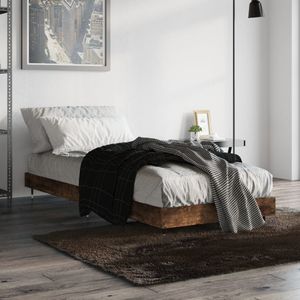 Bedframe bewerkt hout gerookt eikenkleurig 75x190 cm