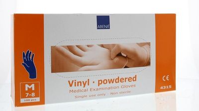 Abena Handschoen vinyl poeder blauw maat M (100 st)