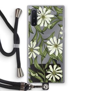 Wit bloemenpatroon: Samsung Galaxy Note 10 Transparant Hoesje met koord