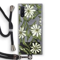 Wit bloemenpatroon: Samsung Galaxy Note 10 Transparant Hoesje met koord