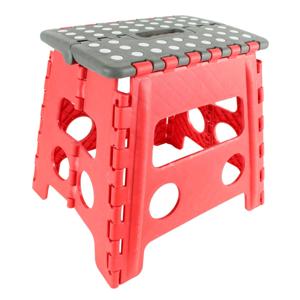 Opvouwbaar opstapje/opstapkrukje - rood - 32 x 36 cm - Huishoudkrukjes