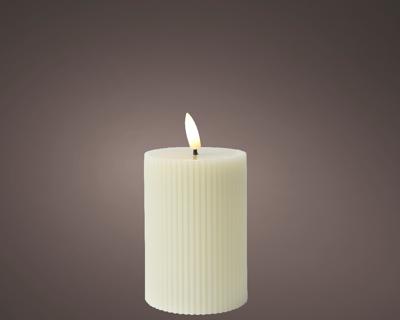 Kaars LED ribbel vlam H13cm creme