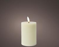 Kaars LED ribbel vlam H13cm creme