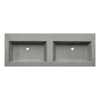 Sanisupply Concrete dubbele wastafel 120x47x5 cm zonder kraangat beton grijs mat - thumbnail