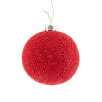 1x Rode Cotton Balls kerstballen 6,5 cm kerstboomversiering - thumbnail