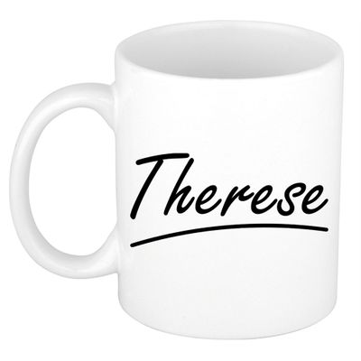 Naam cadeau mok / beker Therese met sierlijke letters 300 ml