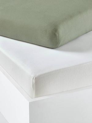 Set van twee babyhoeslakens uit rekbare jersey saliegroen