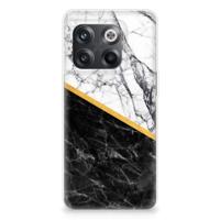 OnePlus 10T | TPU | Siliconen hoesje | Marmer Wit Zwart - Origineel Cadeau Man