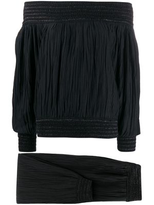 Issey Miyake Pre-Owned ensemble pantalon-top à fronces - Noir