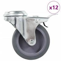 12 st Zwenkwielen met boutgaten 75 mm