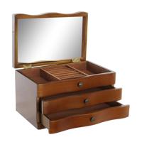 ITEM Sieradendoos - bruin - hout - 2 lades - spiegel - compact formaat - sieraden ladekastje