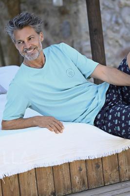 Lichtblauwe heren shortama palmbomen