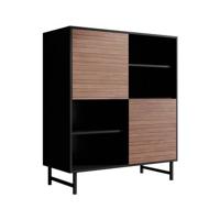 Meubella Dressoir Prince - Zwart - Eiken - 100 cm