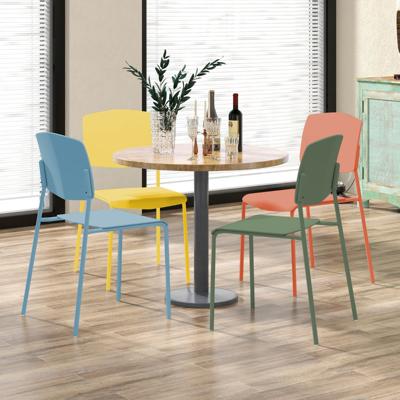 Set van 4 Eetkamerstoelen Bijzetstoelen Zonder Armleuningen Ergonomische Rugleuning en Brede Zitting Stapelbaar Capaciteit 160 kg