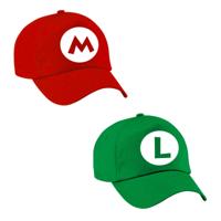 Loodgieter Mario en Luigi petjes - caps - voor kinderen - Set van 2 petjes - verkleed setje
