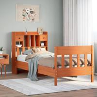 Bedframe zonder matras massief grenenhout wasbruin 75x190 cm