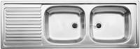 Blanco Top EZS Inbouwspoeltafel - 123.5x43.5cm - 2 wasbakken - dikte 0.7mm - bevestigingsclips - omkeerbaar - RVS 500374