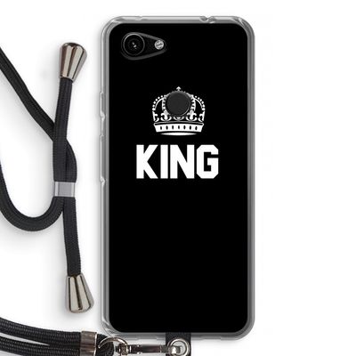 King zwart: Pixel 3a Transparant Hoesje met koord