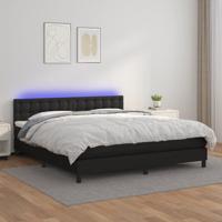 Boxspring met matras en LED kunstleer zwart 180x200 cm
